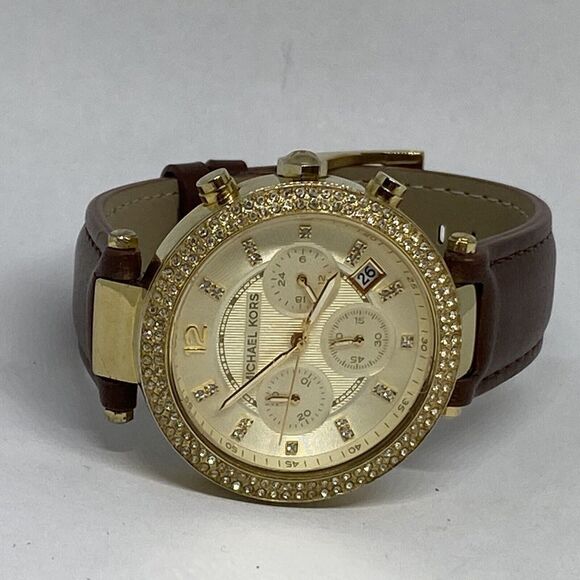 Michael Kors MK5632 Women's Brown Leather Gold Analog Dial Quartz Watch QB442 - Picture 7 of 12